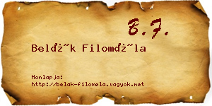 Belák Filoméla névjegykártya